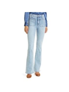 Veronica Beard Florence Light Blue High-Rise Flare Jeans